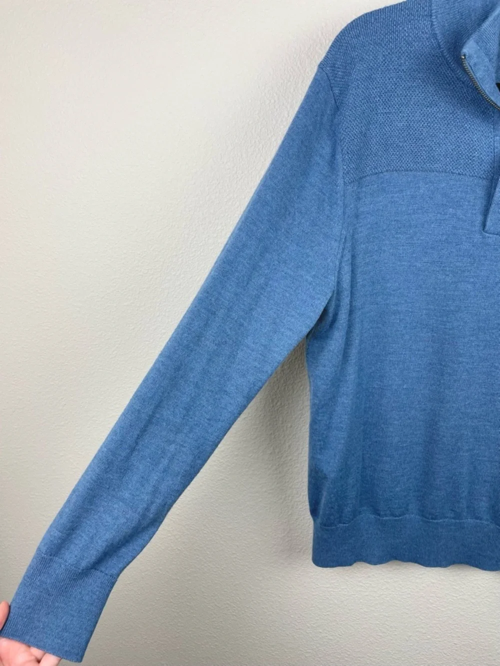 Banana Republic Factory Men's Large Blue Half-Zip Sweater Merino Wool Knit Golf